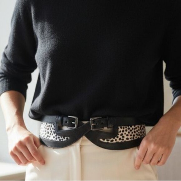 DESIGNER WORTH NY BLACK/WHITE ANIMAL PRINT LEATHER /PONY HAIR 3\